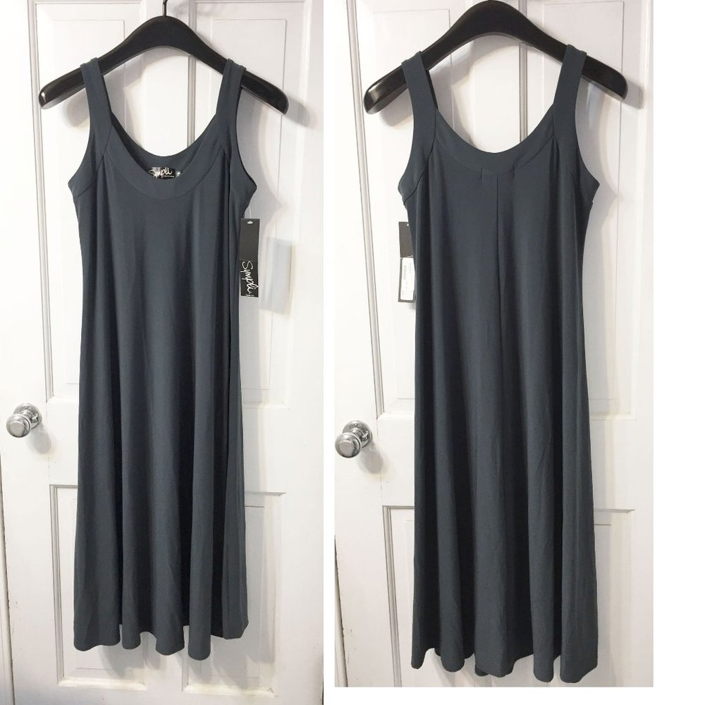 SYMPLI Social Sundress midi length Slate gray excellent condition!